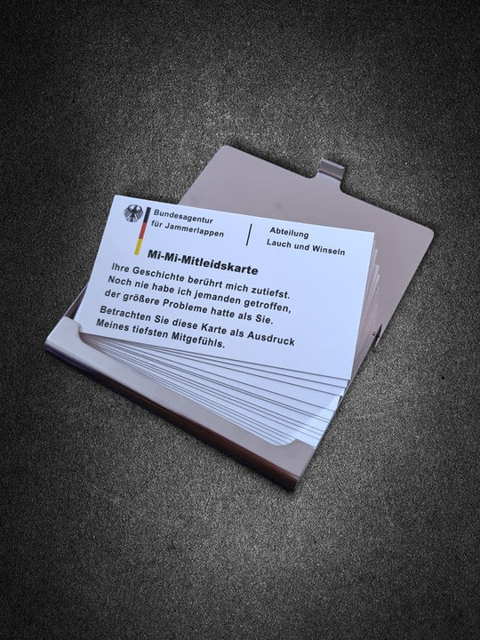 "Mi-Mi-Mitleidskarten" Set in Visitenkartenbox