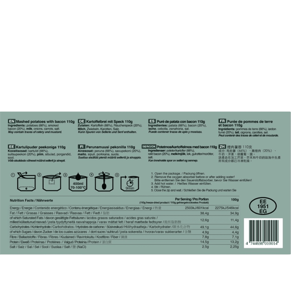 Tactical Foodpack "Kartoffelbrei mit Speck"
